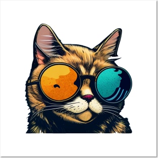 Colourful glasses kitty Posters and Art